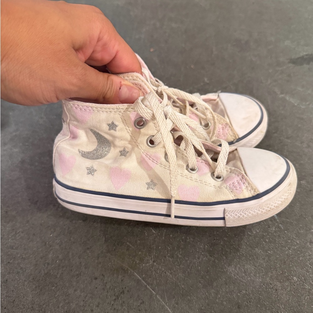 Converse Kids High-Top Sneakers in Pink and Silver